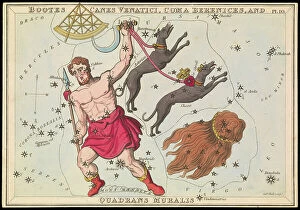 Constellation Collection: Bootes Canes Venatici, Coma Berenices and Quadrans Muralis, c.1825 (card, paper, tissue)