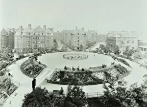 Green Park Collection: Boundary Estate: Arnold Circus, view of public gardens and flats, London