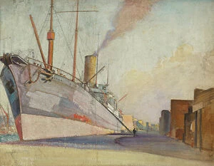 Greenwich Collection: The cable-laying ship Telconia, c.1910-30 (oil on paper)