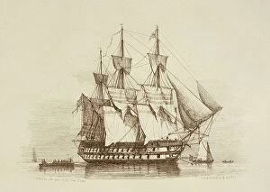 Greenwich Collection: Canopus 80 guns First class 2nd rate, c.1849 (etching)