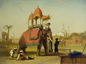 Architectural paintings Framed Print Collection: A Caparisoned Elephant - Scene near Delhi (A Scene in the East Indies)