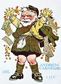 Money Mouse Mat Collection: Cartoon of Andrew Carnegie from Life Magazine, 1905 (colour litho)