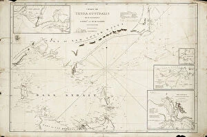 Black Bass Mounted Print Collection: Chart of Bass Strait by Matthew Flinders, 1798, 1814 (engraving)