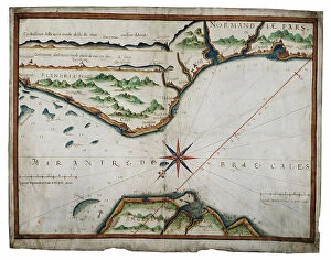 Portugal Premium Framed Print Collection: Chart of Dover Strait, c.1587-88 (watercolour on vellum)
