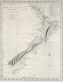 Barking and Dagenham Collection: Chart of New Zealand, explored in 1769 and 1770 by Lieutenant J.Cook