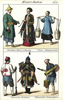 Bearer Collection: Chinese costumes: a mandarin and his wife smoking pipes, a dairy