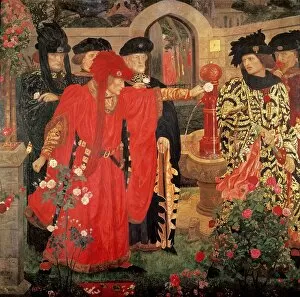 Henry A. (1868-1940) Payne Collection: Choosing the Red and White Roses in the Temple Garden, 1910 (fresco)