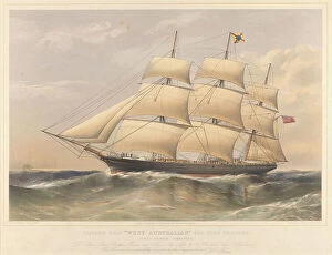Greenwich Poster Print Collection: Clipper Ship West Australian 600 Tons Register, c.1857-60 (lithograph, coloured)