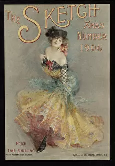 Historical fashion trends Pillow Collection: Cover of The Sketch, Christmas number, 1906 (colour litho)