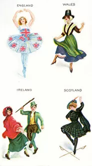 Dance Metal Print Collection: Dancers of the British Isles, cigarette cards, 1915 (colour litho) (see also 472941
