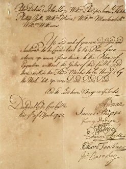 Greenwich Poster Print Collection: Death warrant for convicted pirates, 18th century (manuscript)
