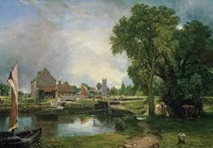 Churches Fine Art Print Collection: Dedham Lock and Mill, 1820 (oil on canvas)