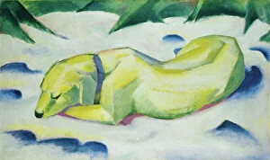 Franz Marc Pillow Collection: Dog Lying in the Snow, c.1911 (oil on canvas)