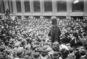 Ghiv Collection: Emmeline Pankhurst addressing crowd, USA, 1911 (b/w photo)