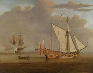 Willem van de Velde Mouse Mat Collection: The English Yacht Portsmouth at Anchor, 1675 (oil on panel)