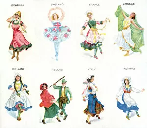 Ballet Photographic Print Collection: European Dancers, cigarette cards, 1915 (colour litho) (see also 473603)