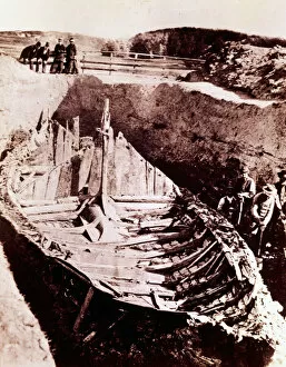 Longship Collection: Excavations of Viking longship Gokstad discovered in the 9th century Norway
