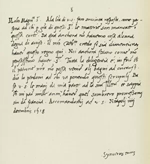 Liechtenstein Canvas Print Collection: Facsimile of an autograph letter by Jacopo Sannazaro (engraving)