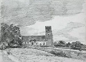 Landscape paintings Collection: Feering Church, 1814 (pencil on paper)