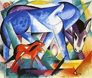 Franz Marc Pillow Collection: The First Animals, 1913 (tempera on paper)