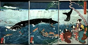 Utagawa Kuniyoshi Collection: The Flourishing of Seven Coasts with Big Fish (Nana ura tairyac hanjac no zu)