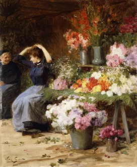 Middle Aged Collection: Flower Power; Marchande de Fleurs, (oil on canvas)