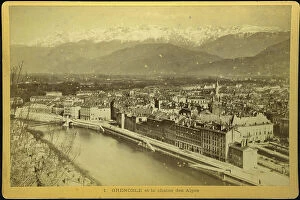 Alpes Premium Framed Print Collection: France, Rhone-Alpes, Isere (38), Grenoble: General view of Grenoble in front of the Alpes chain