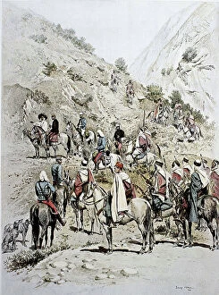 Military History Collection: French Army, Spahis escorting French officers in North Africa circa 1880, by Detaille