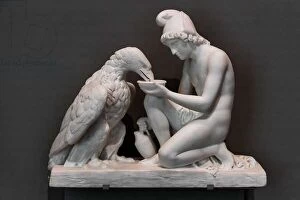 Greek mythology sculptures Metal Print Collection: Ganymede with Jupiters eagle, 1814-5 (marble)