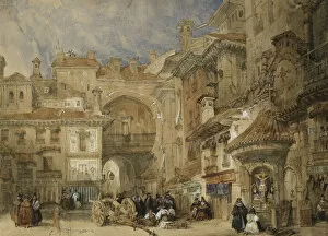 David Roberts Collection: The Gate of the Viva Rambla, Granada, 1834 (pencil and watercolour heightened with