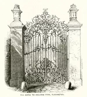 Ironwork Collection: The gates to Holland Park, Kensington (engraving)