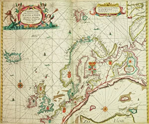 Maps Collection: A general chart of the northern navigation, 1675 (coloured engraving)