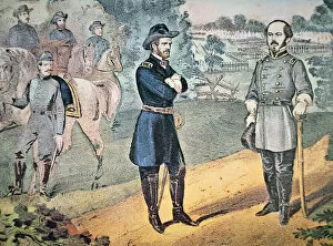 Durham Metal Print Collection: Generals Sherman and Johnson meet to arrange the surrender of Confederate forces in North