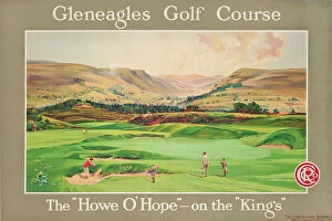 Landscape paintings Pillow Collection: Gleneagles Golf Course, Howe O Hope, c. 1912 (colour lithograph)