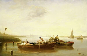 National Maritime Museum Metal Print Collection: Greenwich from Blackwall Reach, c.1830-40 (oil on canvas)