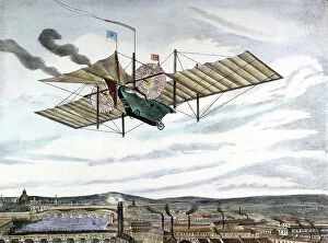 Drove Collection: Henson and Stringfellow's 1843 design for steam-powered flying machine, 1843 (lithograph)