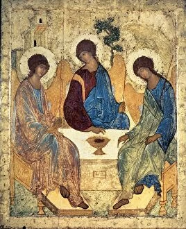 Moscow Metal Print Collection: The Holy Trinity, 1420s (tempera on panel) (for copy see 40956)