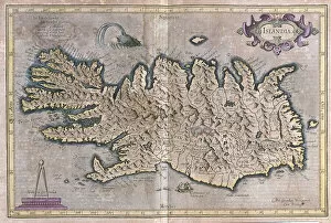 Gerardus Mercator's Cartographic Legacy Photographic Print Collection: Iceland, 1595 (engraving, 1596)