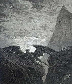 Gustave Dore Jigsaw Puzzle Collection: Illustration by Gustave Dore for the 1866 edition of John Milton's Paradise Lost - Satan resting