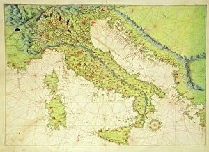 Croatia Collection: Italy, from an Atlas of the World in 33 Maps, Venice, 1st September 1553 (ink on vellum)
