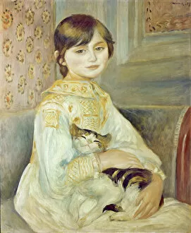 Portraits by Berthe Morisot Collection: Julie Manet with Cat, 1887 (oil on canvas)