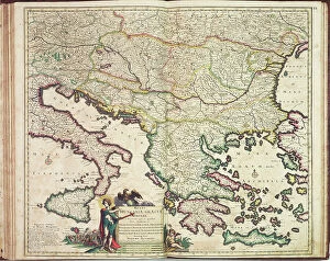 Hungary Photographic Print Collection: Justus Danckers's atlas: Hungary and Greece, c.1688 (coloured engraving)