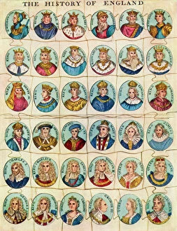 The Queen Mother Fine Art Print Collection: Kings of England, reproduction of possibly the first jigsaw puzzle, c