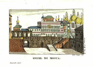 Palaces Glass Place Mat Collection: The Kremlin in Moscow, showing the Terem Palace, Assumption Cathedral and Ivan the Great Bell Tower