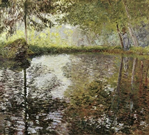 Water reflections painting Collection: The Lake at Montgeron, France, 1876-77 (oil on canvas)