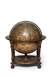 Willem Janszoon Blaeu Poster Print Collection: Large pair of library globes, the terrestrial 1645 / 48, the celestial after c