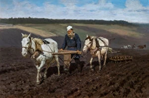 Paint Horse Canvas Print Collection: LEON TOLSTOI LABOURANT, 1887 (oil on cardboard)