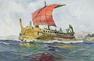 Classical period Collection: Light Ship of the Classical Greek Period (colour litho)