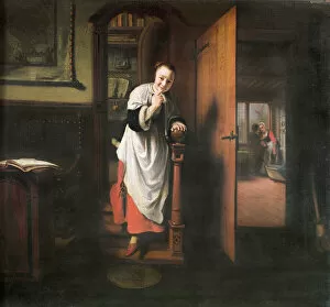 Holland House Canvas Print Collection: Lovers with a Woman Listening (oil on canvas)
