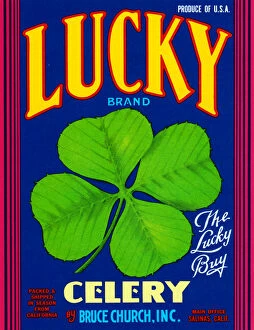 Celery Collection: Lucky Brand Celery Fruit Crate Label, c. 1920 (lithograph)